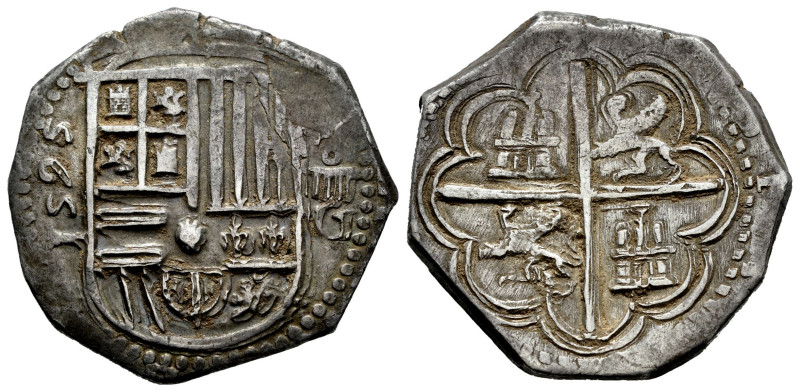 Philip II (1556-1598). 4 reales. 1595. Granada. (F). (Cal-491). Ag. 13,64 g. Nic...