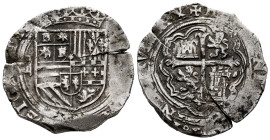 Philip II (1556-1598). 4 reales. ND (1572-89). Mexico. O. (Cal-506). Ag. 13,47 g. Flan crack. Scarce. Almost VF. Est...200,00. 

Spanish Description...