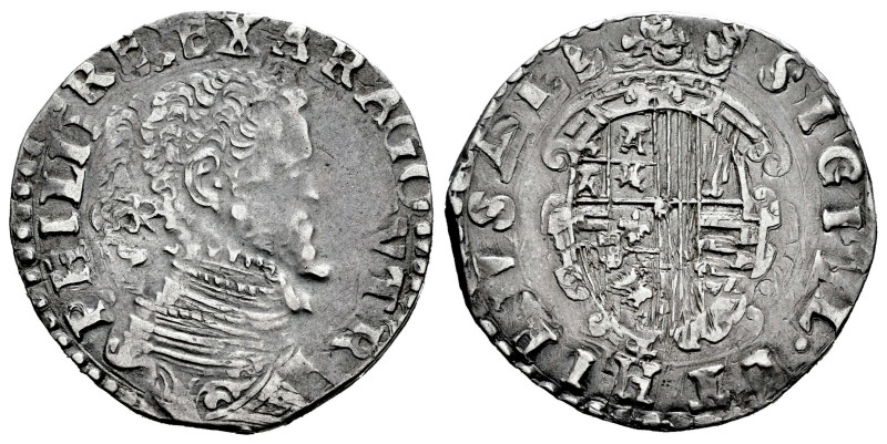 Philip II (1556-1598). 1 tari. ND. Naples. IBR. (Tauler-641). (Vti-335). (Mir-17...