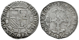 Philip II (1556-1598). 1/20 de escudo felipe. 1586. Antwerpen. (Tauler-783). (Vanhoudt-310.AN). (Vti-702). Ag. 3,20 g. Almost VF. Est...100,00. 

Sp...