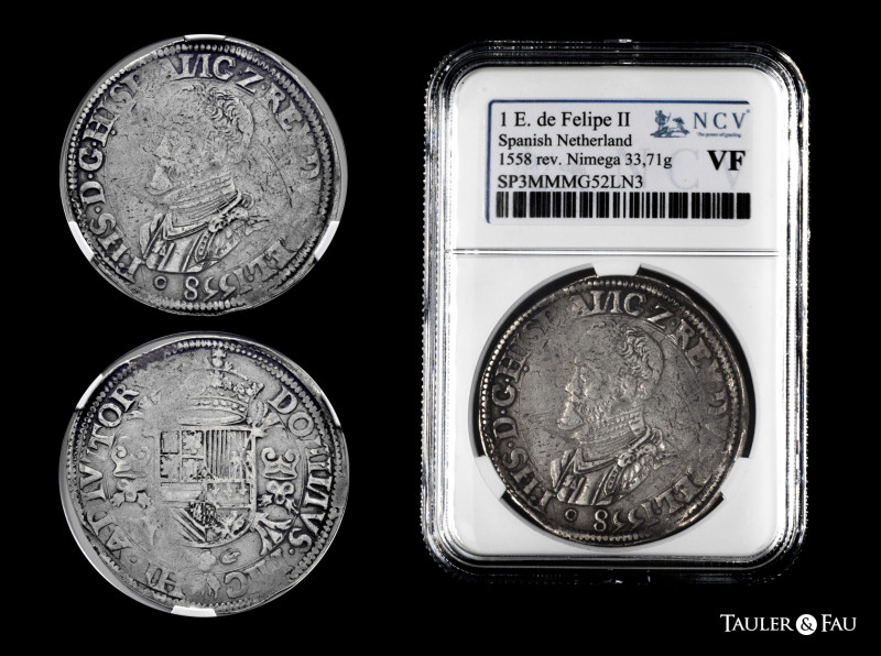 Philip II (1556-1598). 1 escudo felipe. 1558. Nimega. (Tauler-1179). (Vti-1178)....