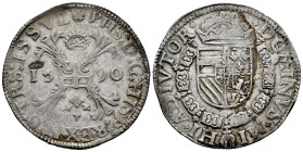 Philip II (1556-1598). 1 escudo of Burgundy. 1590. Hasselt (Overijssel). (Tauler-1297). (Vanhoudt-Unlisted). (Vti-1331). Ag. 28,85 g. Scarce. VF/Choic...