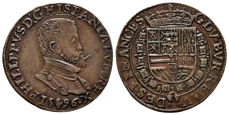 Philip II (1556-1598). Jeton. 1596. Antwerpen. (Dugn-3411). (Vq-13743). Ag. 4,52...