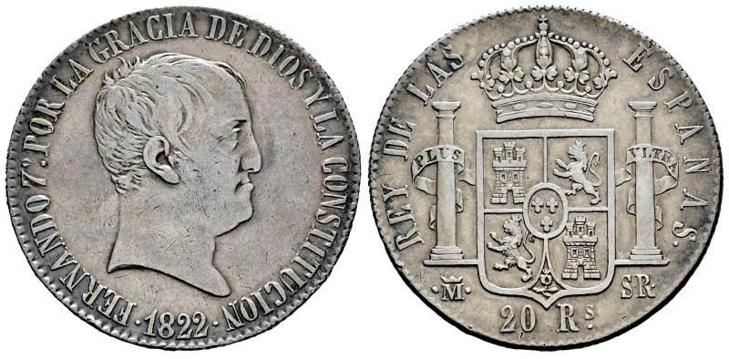 Ferdinand VII (1808-1833). 20 reales. 1822. Madrid. SR. (Cal-1282). Ag. 26,93 g....