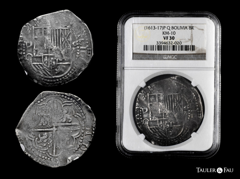 Philip III (1598-1621). 8 reales. ND (1613-17). Potosi. Q. (Cal-916). Ag. Slabbe...