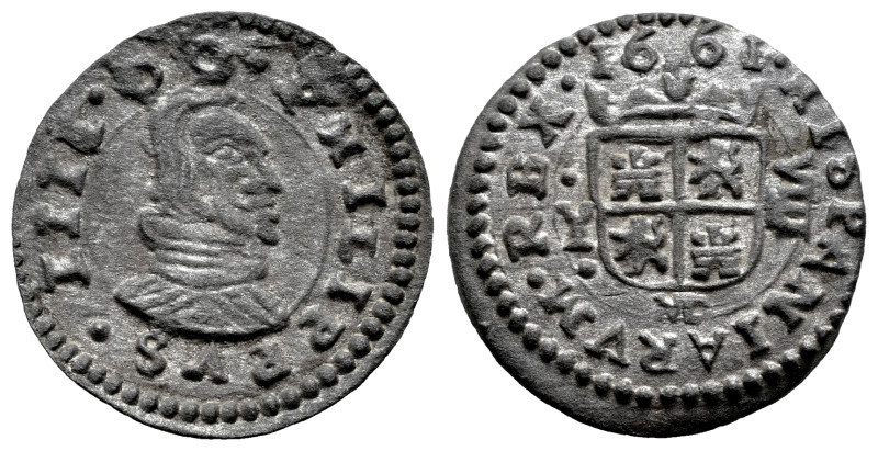 Philip IV (1621-1665). 8 maravedis. 1661. Madrid. Y. (Cal-358). Ae. 1,84 g. It r...