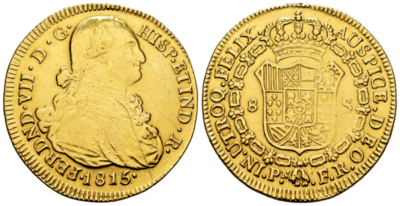 Ferdinand VII (1808-1833). 8 escudos. 1815. Popayan. FR. (Cal-1802). (Cal onza-1...