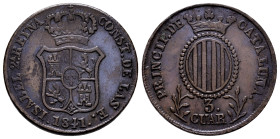 Elizabeth II (1833-1868). 3 quartos. 1841. Barcelona. (Cal-9). Ae. 7,27 g. Choice VF. Est...30,00. 

Spanish Description: Isabel II (1833-1868). 3 c...