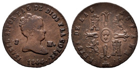 Elizabeth II (1833-1868). 2 maravedis. 1844. Segovia. (Cal-56). Ae. 2,07 g. Almost VF. Est...25,00. 

Spanish Description: Isabel II (1833-1868). 2 ...