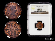 Elizabeth II (1833-1868). 2 maravedis. 1847. Segovia. (Cal-59). Ae. Slabbed by NGC as AU 58 BN. NGC-AU. Est...60,00. 

Spanish Description: Isabel I...