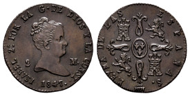 Elizabeth II (1833-1868). 2 maravedis. 1847. Segovia. (Cal-59). Ae. 2,45 g. Almost XF. Est...60,00. 

Spanish Description: Isabel II (1833-1868). 2 ...