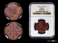 Elizabeth II (1833-1868). 8 maravedis. 1837. Jubia. (Cal-104). Ae. Slabbed by NGC as AU 58 BN. Beautiful specimen. Scarce in this grade. Est...500,00....
