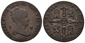Elizabeth II (1833-1868). 8 maravedis. 1840. Jubia. (Cal-107). Ae. 9,62 g. VF. Est...30,00. 

Spanish Description: Isabel II (1833-1868). 8 maravedí...