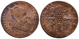Elizabeth II (1833-1868). 8 maravedis. 1846. Jubia. (Cal-113). Ae. 10,43 g. It retains some minor luster. Original color. Gorgeous specimen. Rare in t...
