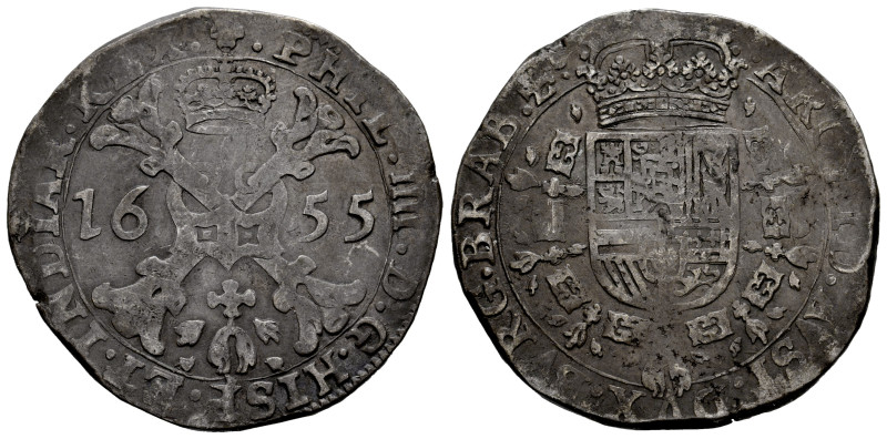 Philip IV (1621-1665). 1/2 patagon. 1655. Brussels. (Vanhoudt-646). (Delm-303). ...