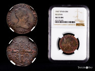 Elizabeth II (1833-1868). 8 maravedis. 1847. Segovia. (Cal-134). Ae. Slabbed by NGC as AU 55 BN. (Top Pop), the finest known in the NGC census. NGC-AU...