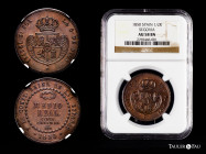 Elizabeth II (1833-1868). Medio real. 1850. Segovia. (Cal-155). Ae. Slabbed by NGC as AU 58 BN. NGC-AU. Est...150,00. 

Spanish Description: Isabel ...