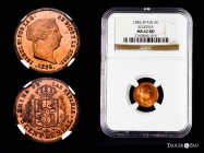 Elizabeth II (1833-1868). 5 centimos de real. 1856. Segovia. (Cal-161). Ae. Slabbed by NGC as MS 62 RD. Plenty of original luster. Original color. Min...