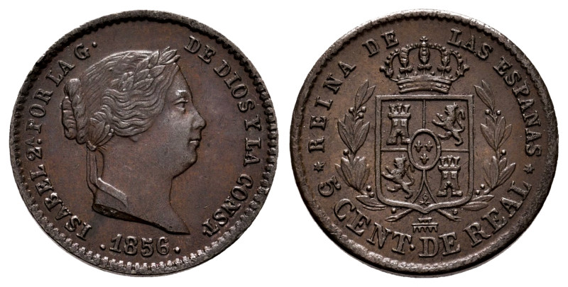 Elizabeth II (1833-1868). 5 centimos de real. 1856. Segovia. (Cal-161). Ae. 1,80...