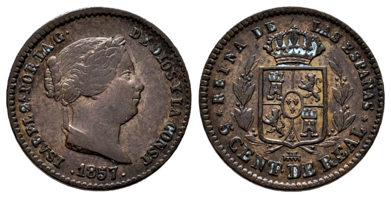 Elizabeth II (1833-1868). 5 centimos de real. 1857. Segovia. (Cal-162). Ae. 1,84...