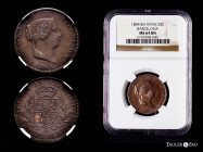 Elizabeth II (1833-1868). 25 centimos de real. 1864. Barcelona. BA. (Cal-182). Ae. Slabbed by NGC as MS 64 BN. (Top Pop), the finest known in the NGC ...