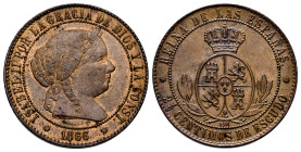 Elizabeth II (1833-1868). 2 1/2 centimos de escudo. 1866. Barcelona. OM. (Cal-231). Ae. 6,20 g. It retains some minor luster. Almost XF. Est...70,00. ...