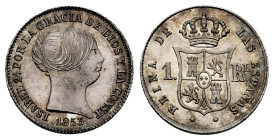 Elizabeth II (1833-1868). 1 real. 1853. Barcelona. (Cal-276). Ag. 1,32 g. It retains some minor luster. XF/AU. Est...60,00. 

Spanish Description: I...