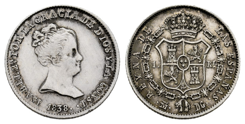 Elizabeth II (1833-1868). 1 real. 1838. Madrid. DG (Departamento de Grabado). (C...