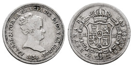 Elizabeth II (1833-1868). 1 real. 1838. Madrid. CL. (Cal-292). Ag. 1,47 g. Choice VF. Est...35,00. 

Spanish Description: Isabel II (1833-1868). 1 r...