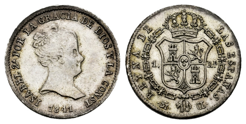 Elizabeth II (1833-1868). 1 real. 1841. Madrid. CL. (Cal-294). Ag. 1,45 g. A few...