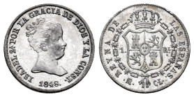 Elizabeth II (1833-1868). 1 real. 1848. Madrid. CL. (Cal-300). Ag. 1,47 g. Choice VF/VF. Est...40,00. 

Spanish Description: Isabel II (1833-1868). ...