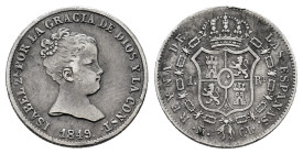 Elizabeth II (1833-1868). 1 real. 1849. Madrid. CL. (Cal-301). Ag. 1,31 g. Choice VF/VF. Est...30,00. 

Spanish Description: Isabel II (1833-1868). ...