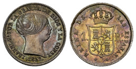 Elizabeth II (1833-1868). 1 real. 1852. Madrid. (Cal-302). Ag. 1,28 g. Beautiful old cabinet tone. Iridescent tone. XF/AU. Est...70,00. 

Spanish De...