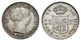 Elizabeth II (1833-1868). 1 real. 1852. Madrid. (Cal-302). Ag. 1,31 g. Toned. XF/Almost MS. Est...55,00. 

Spanish Description: Isabel II (1833-1868...