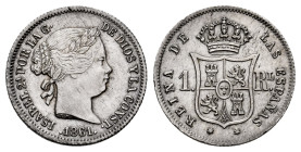 Elizabeth II (1833-1868). 1 real. 1861. Madrid. (Cal-310). Ag. 1,24 g. It retains some minor luster. XF/AU. Est...70,00. 

Spanish Description: Isab...