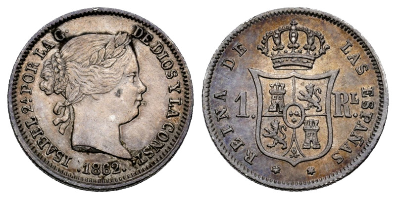 Elizabeth II (1833-1868). 1 real. 1862. Madrid. (Cal-311). Ag. 1,27 g. Sligthly ...