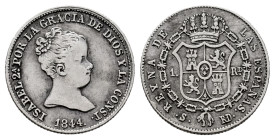 Elizabeth II (1833-1868). 1 real. 1844. Sevilla. RD. (Cal-315). Ag. 1,50 g. Cleaned. Very scarce. Almost VF. Est...120,00. 

Spanish Description: Is...