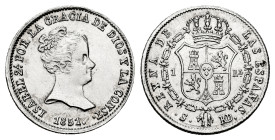 Elizabeth II (1833-1868). 1 real. 1851. Sevilla. RD. (Cal-319). Ag. 1,29 g. XF. Est...70,00. 

Spanish Description: Isabel II (1833-1868). 1 real. 1...
