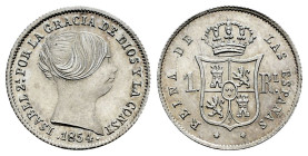 Elizabeth II (1833-1868). 1 real. 1854. Sevilla. (Cal-323). Ag. 1,27 g. It retains some minor luster. Ex Soler y Llach Lot 1101 (24.10.2019). Mint sta...