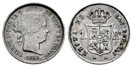 Elizabeth II (1833-1868). 1 real. 1858/7. Sevilla. (Cal-327). Ag. 1,29 g. Clear overdate. Minor marks on obverse. Scarce. Choice VF/VF. Est...60,00. ...