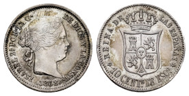 Elizabeth II (1833-1868). 10 centimos de escudo. 1868*6-8. Madrid. (Cal-341). Ag. 1,29 g. Minor nick on reverse. Light wavy flan. Choice VF. Est...50,...