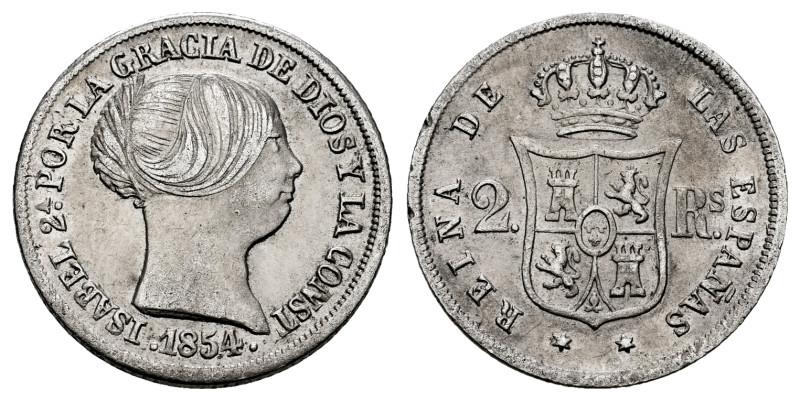 Elizabeth II (1833-1868). 2 reales. 1854. Madrid. (Cal-369). Ag. 2,55 g. Choice ...