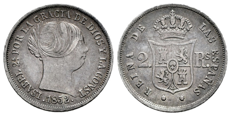 Elizabeth II (1833-1868). 2 reales. 1852/552. Sevilla. (Cal-389). Ag. 2,55 g. Ra...