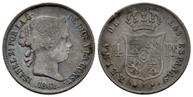 Elizabeth II (1833-1868). 4 reales. 1861. Barcelona. (Cal-435). Ag. 5,09 g. Toned. Almost VF. Est...35,00. 

Spanish Description: Isabel II (1833-18...