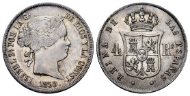 Elizabeth II (1833-1868). 4 reales. 1859. Madrid. (Cal-465). Ag. 5,18 g. Choice VF. Est...70,00. 

Spanish Description: Isabel II (1833-1868). 4 rea...