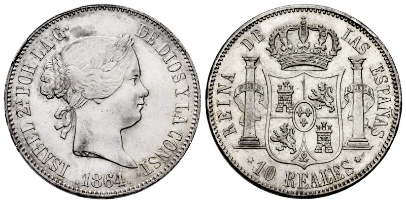 Elizabeth II (1833-1868). 10 reales. 1864. Madrid. (Cal-541). Ag. 12,95 g. Origi...