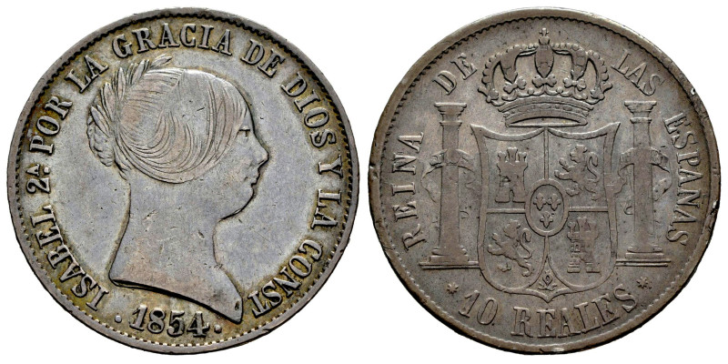 Elizabeth II (1833-1868). 10 reales. 1854. Sevilla. (Cal-551). Ag. 12,85 g. VF/C...