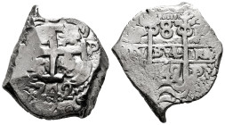 Philip V (1700-1746). 8 reales. 1742. Potosi. P. (Cal-1581). Ag. 27,51 g. Double date and double assayer. This coin is exempt from any export license ...