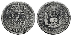 Ferdinand VI (1746-1759). 1/2 real. 1757. Lima. JM. (Cal-60). Ag. 1,19 g. Corrosion from salt water immersion. Choice F. Est...50,00. 

Spanish Desc...