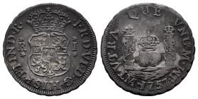Ferdinand VI (1746-1759). 1 real. 1757. Lima. JM. (Cal-160). Ag. 3,16 g. Small planchet flaw on obverse. Patina. VF. Est...75,00. 

Spanish Descript...